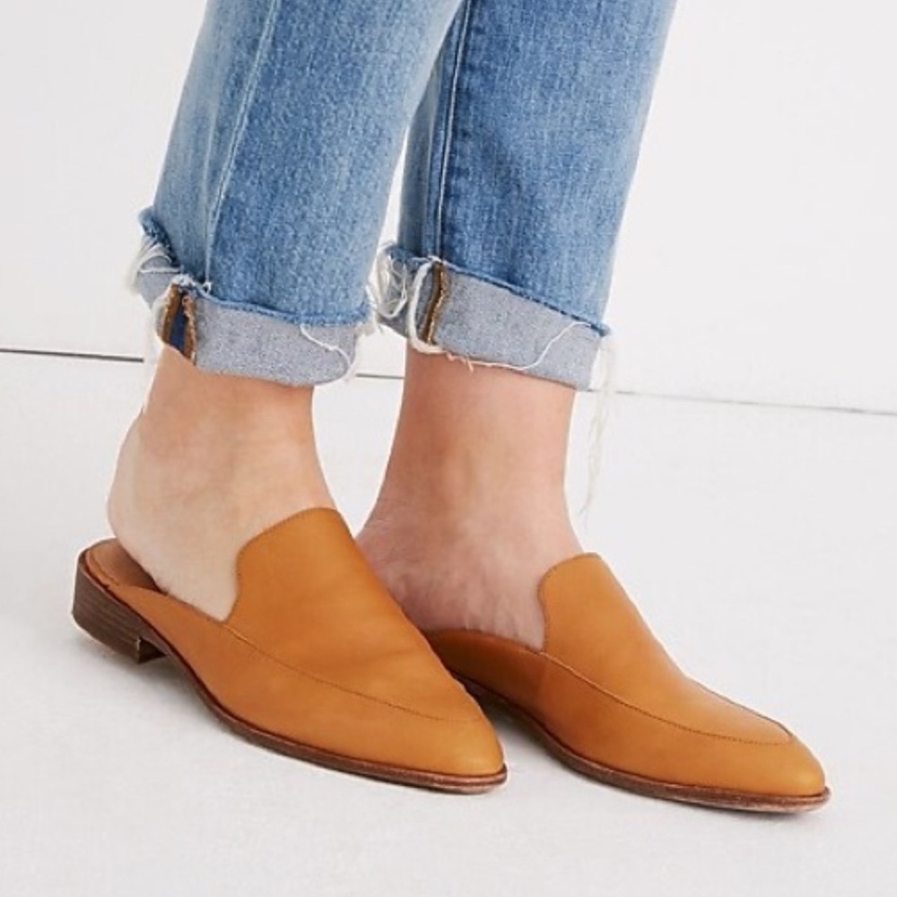 Madewell Frances Loafer Mules, Women’s Slide-In Honey Color Loafer In Size 7.5